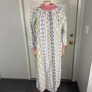 Vermont Country Store Nightgown Small Turtle neck Cotton Long Sleeve Flannel Z13